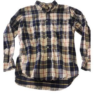 L.L. Bean 100% Cotton Flannel, Medium, Red/Blue Plaid